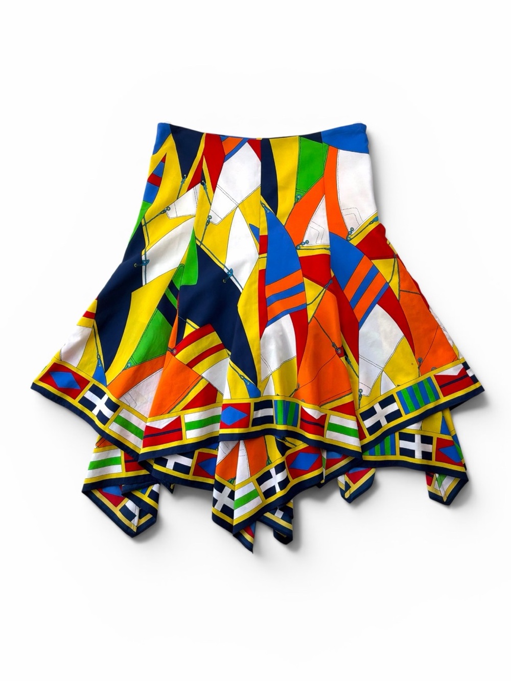 Lauren Ralph Lauren Multicolor Asymmetrical Sailboat Print Skirt
